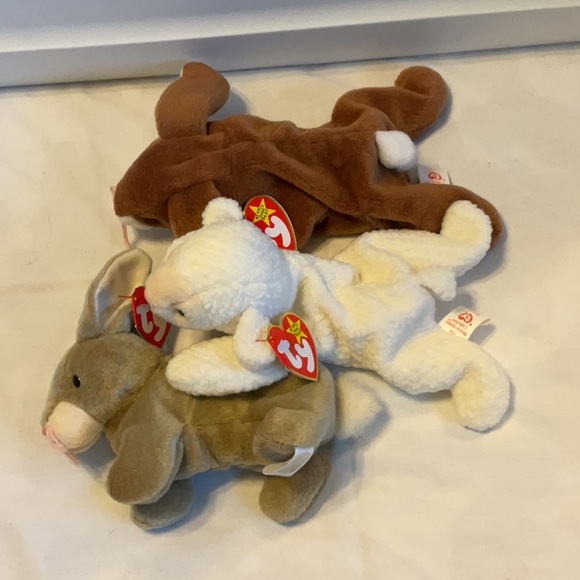 Ty Easter 🐣  Collection of beanie babies lamb 🐑 & bunny rabbits 🐇 set - Picture 3 of 7